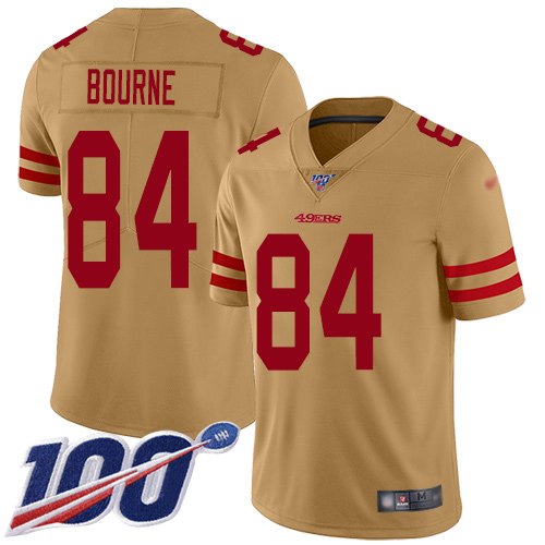 San Francisco 49ers Limited Gold Men Kendrick Bourne NFL Jersey #84 100th Season Vapor Untouchable Inverted